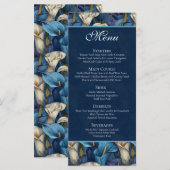 Klassiek Blauwe Calla Lelie Rustieke Trouwthema Menu (Voorkant / Achterkant)