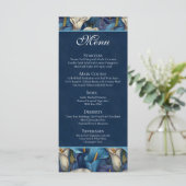 Klassiek Blauwe Calla Lelie Rustieke Trouwthema Menu (Staand voorkant)
