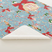 Klassiek Blauwe Candy Cane Script Initiaal Sherpa Deken (3/4)