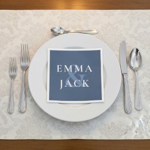 Klassiek blauwe elegante schreeflettertype moderne servet