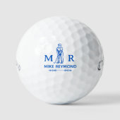 Klassiek blauwe golfer met monogram golfballen (Voorkant)