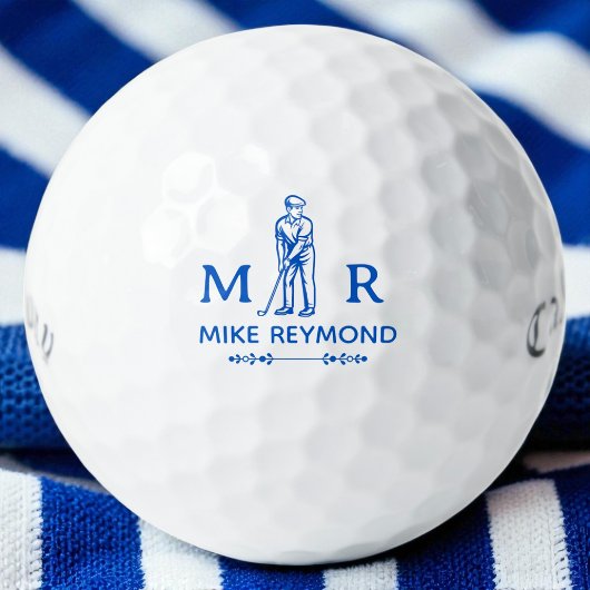 Klassiek blauwe golfer met monogram golfballen