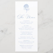 Klassiek Blauwe Hortensia Bruiloft Menu (Voorkant)