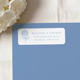 Klassiek Blauwe Hortensia Huwelijks Retouradres Etiket