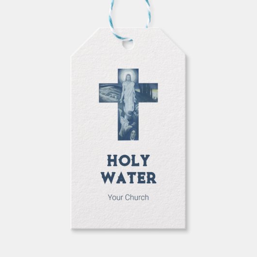 Klassiek blauwe Jezus-kruis christendom heilig wat Cadeaulabel (Voorkant)