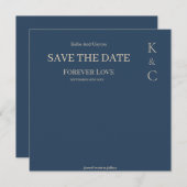 Klassiek Blauwe Onsterfelijke Liefde Trouw Save Th Save The Date (Voorkant / Achterkant)