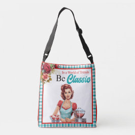 Klassiek Blauwe Pin-up Meisjesuitje Vrijgezellenfe Crossbody Tas