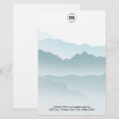 Klassiek Blauwe Rollende Bergen Achtergrond Briefpapier (Voorkant / Achterkant)