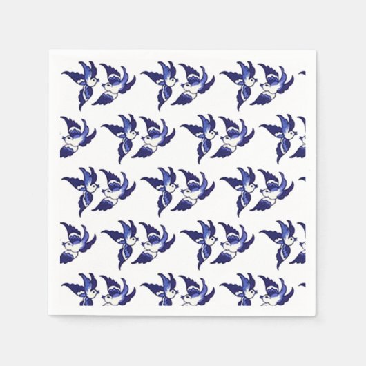 Klassiek Blauwe Wilg Vogels Design Servet (Voorkant)