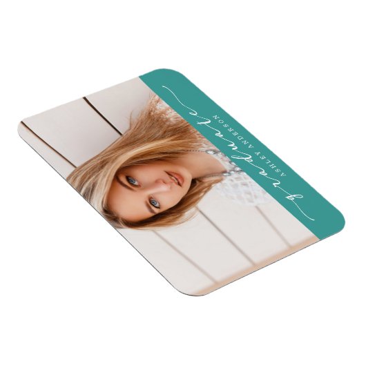 Klassiek Blauwgroen Afstuderen Foto Magnet Magneet (Rechterzijde)