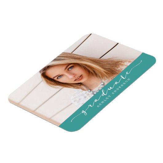 Klassiek Blauwgroen Afstuderen Foto Magnet Magneet (Linkerzijde)