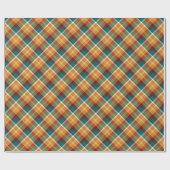 Klassiek Blauwgroen Blauw Groen Sinaasappel Tartan Cadeaupapier (Vlak)