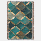 Klassiek blauwgroen goud geometrisch luxueus elega deken (Voorkant Verticaal)