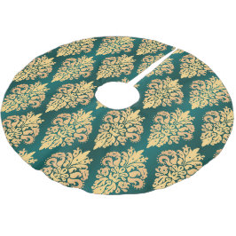 Klassiek Blauwgroen Groen Goud Damask Kerstpatroon Kerstboom Rok