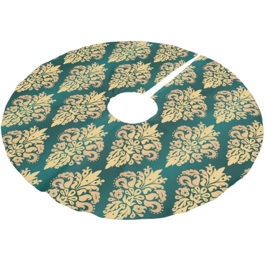 Klassiek Blauwgroen Groen Goud Damask Kerstpatroon Kerstboom Rok (Gekanteld)