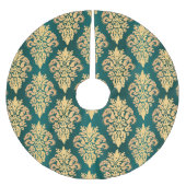 Klassiek Blauwgroen Groen Goud Damask Kerstpatroon Kerstboom Rok (Voorkant)