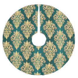 Klassiek Blauwgroen Groen Goud Damask Kerstpatroon Kerstboom Rok