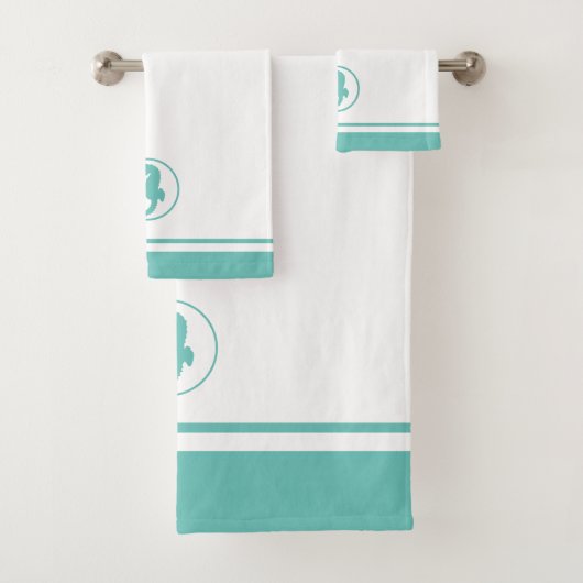 Klassiek Blauwgroen zeepaardje Bad Handdoek (Insitu)