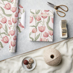 Klassiek bloeiend tulpeninpakpapier cadeaupapier