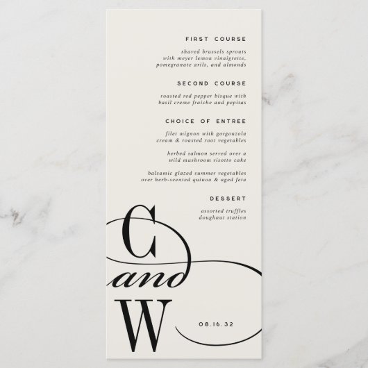 Klassiek bloeimonogram menu (Voorkant)