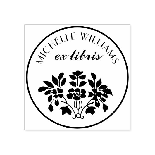 Klassiek  Bloemen Naam Ex Libris Boekplaat Rubberstempel (Afrduk)
