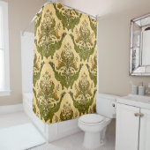 Klassiek bloemenbehang: gestileerde damast. douchegordijn (In situ)