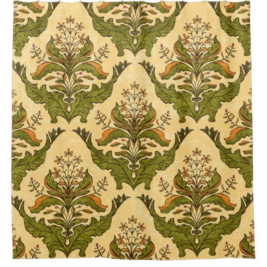 Klassiek bloemenbehang: gestileerde damast. douchegordijn (Voorkant)