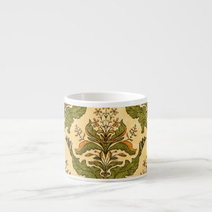 Klassiek bloemenbehang: gestileerde damast. espresso kop