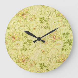 Klassiek bloemenbehang: oude elegantie grote klok