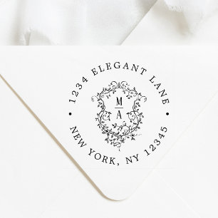 Klassiek bloemenkroon-huwelijksretouradres rubberstempel