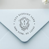 Klassiek bloemenkroon-huwelijksretouradres rubberstempel