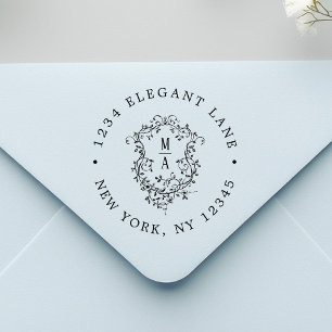 Klassiek bloemenkroon-huwelijksretouradres zelfinktende stempel