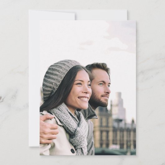 Klassiek bloemenkruis Zwart & Wit trouwfoto Save The Date (Achterkant)