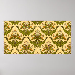 Klassiek bloemmappapier van gestileerde planten, n poster