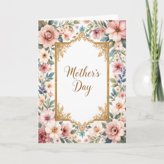 Klassiek bloemmotief kader Moederdag pastel botani Feestdagen Kaart (Voorkant)