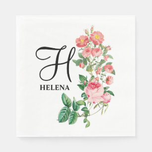 Klassiek Bloemmotief Op Maat Gemaakt Initiaal Servet
