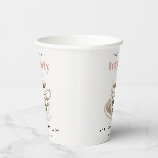 Klassiek bloemmotief theekopje bruidsshower theepa papieren bekers (Rechts)