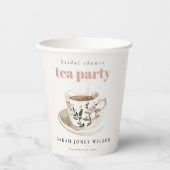 Klassiek bloemmotief theekopje bruidsshower theepa papieren bekers (Voorkant)