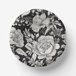 Klassiek Bloemmotief Zwart en Wit Vintage Papieren Kommen