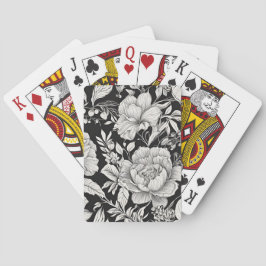 Klassiek bloemmotief zwart en wit vintage pokerkaarten