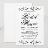 Klassiek bloemornament elegant vrijgezellenfeest kaart (Voorkant / Achterkant)