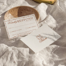 Klassiek bloemrijk boho beige terracotta aardse tr RSVP kaartje