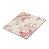 Klassiek bloemrijk roze bloemblad roze tegeltje (Zijkant)