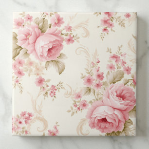 Klassiek bloemrijk roze bloemblad roze tegeltje