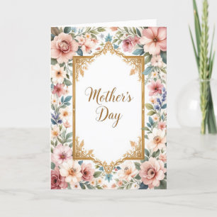 Klassiek bloemstuk Moederdag pastel botanisch Feestdagen Kaart