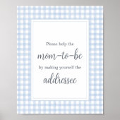 Klassiek Blue Gingham Envelope Station Poster (Voorkant)