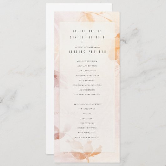 Klassiek  Blush Pink programma Programmakaart (Voorkant / Achterkant)