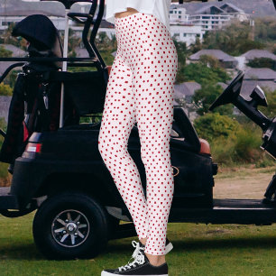 Klassiek Blush Roze Dieprood Rode Stippen Patroon Leggings