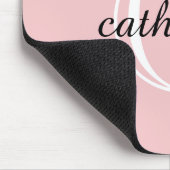 Klassiek Blush Roze Script Monogram Muismat (Hoek)