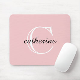 Klassiek Blush Roze Script Monogram Muismat